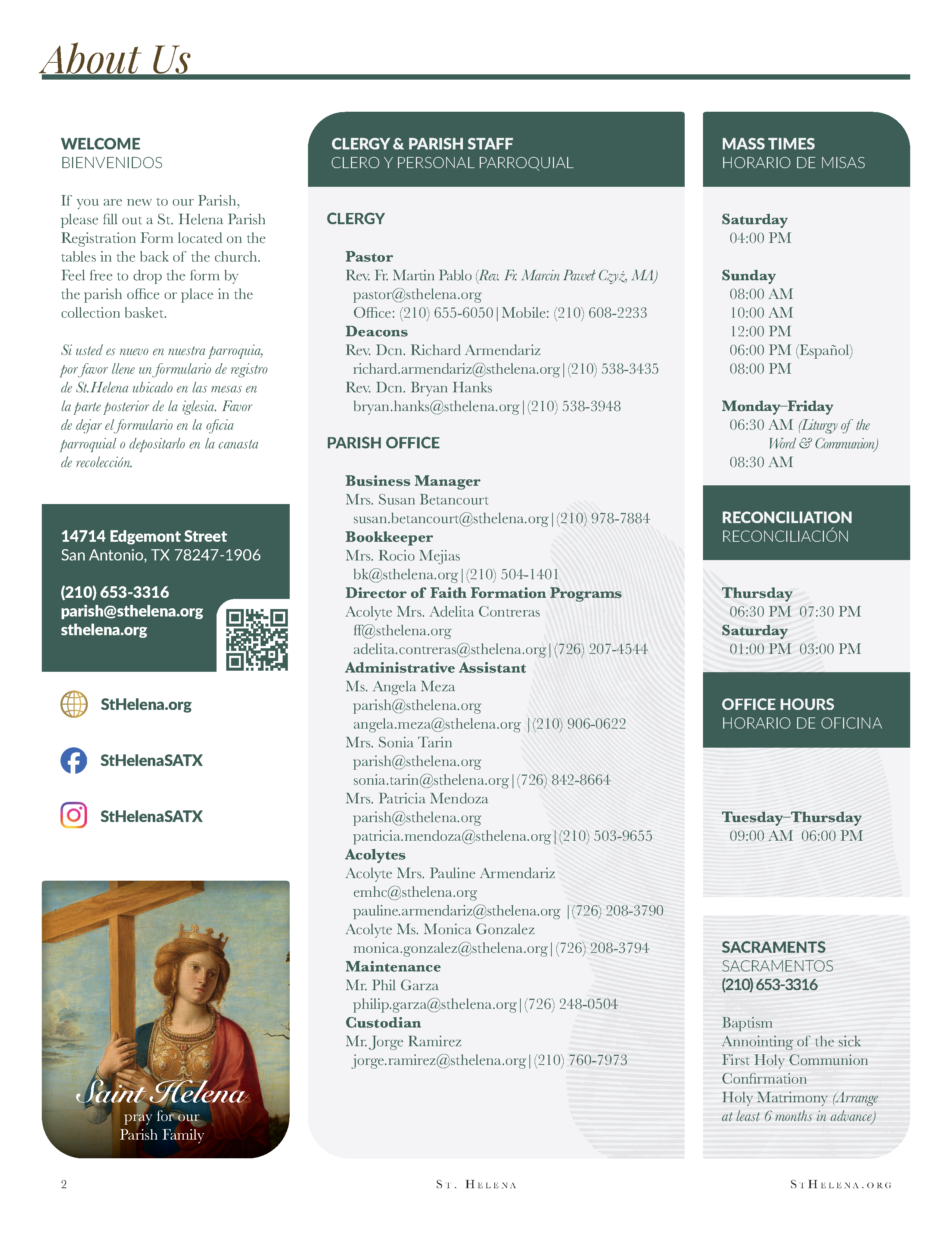 St. Jerome bulletin interior page, Parish Revamp design