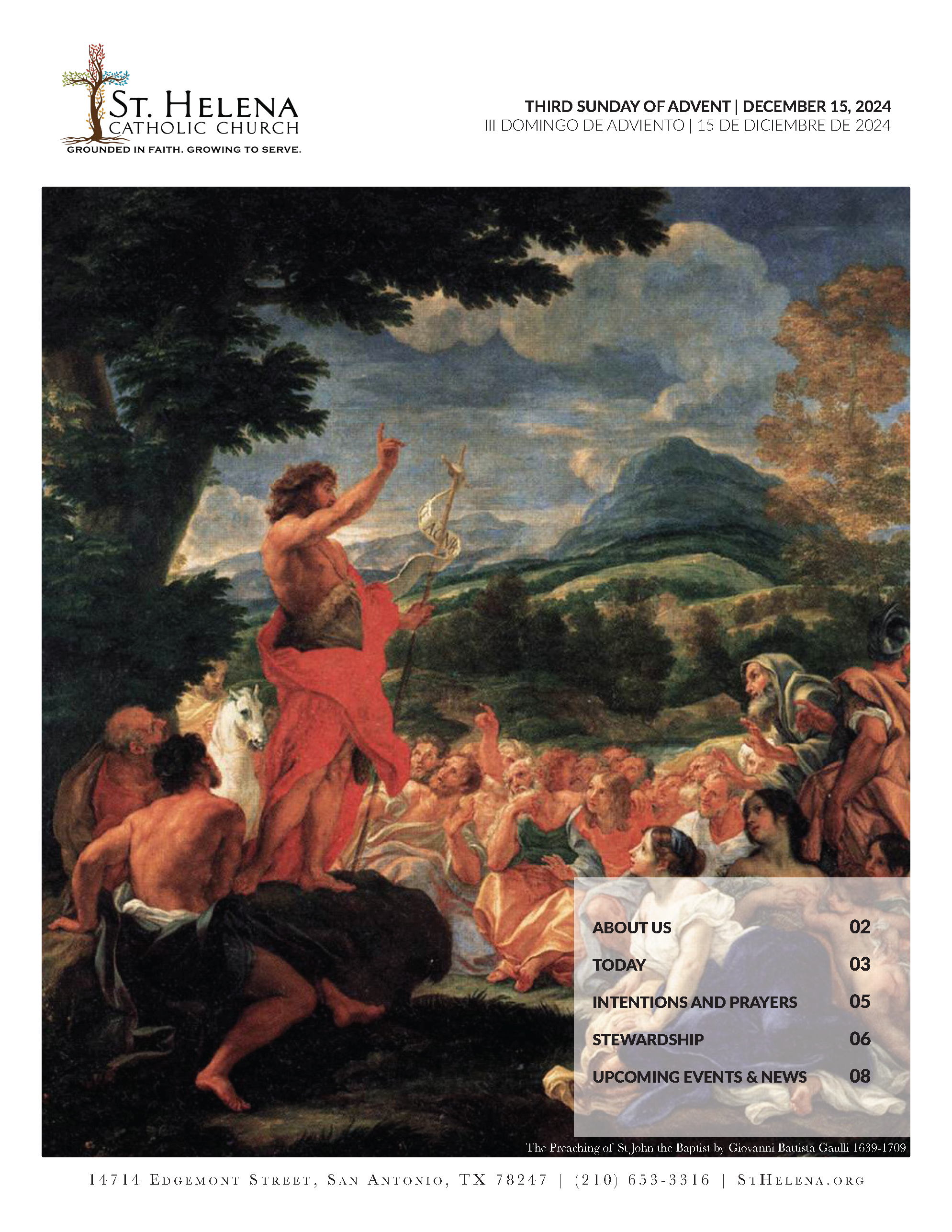 St. Helena Catholic Church bulletin cover